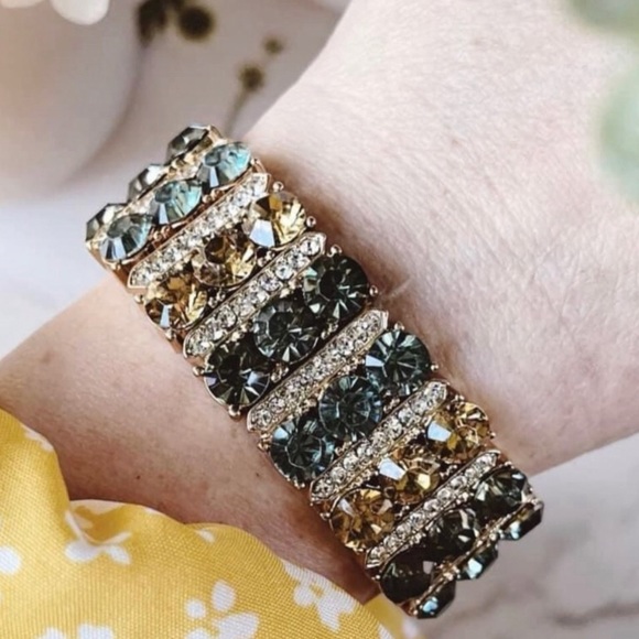 Park Lane Sage Bracelet Antique Gold, Sea Foam & Forest Green, Topaz Crystals - Picture 4 of 12